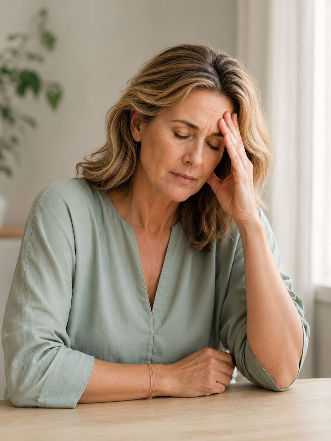 Yorgun ve halsiz hisseden bir kadın